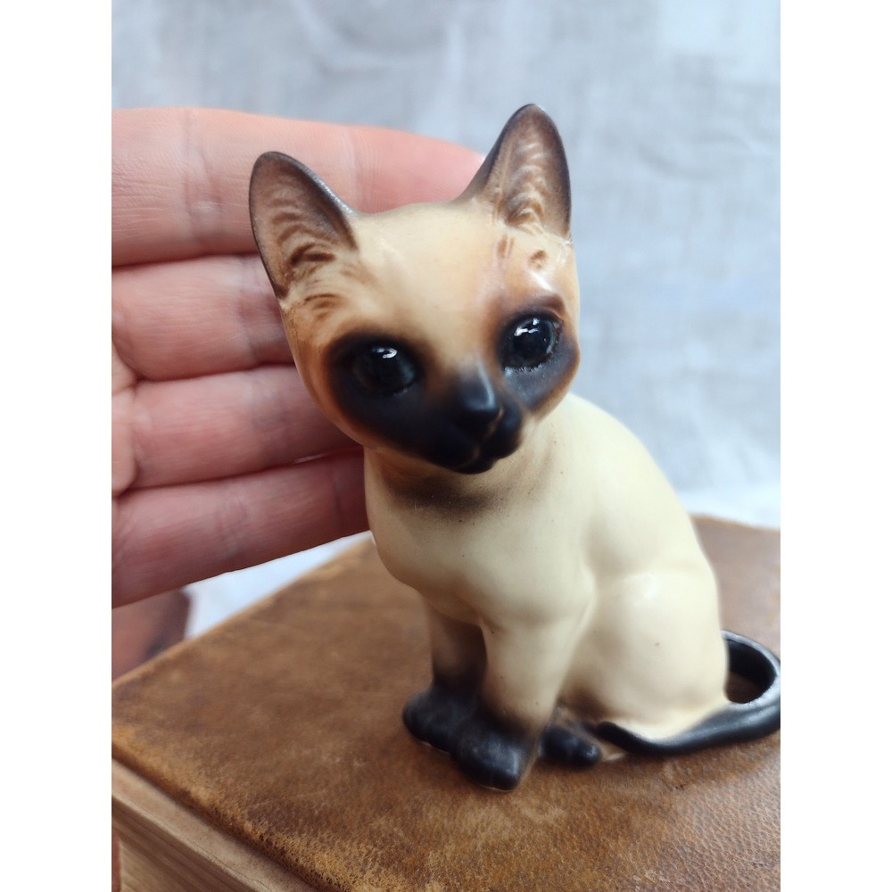 Vintage Enesco Siamese Cat Figurine Matte Ceramic Japan Mid Century Decor